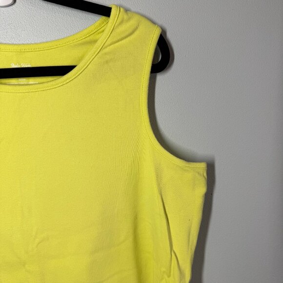 Studio Works Womens Yellow Knit Tank Top 1X 100% Cotton Summer Casual - Picture 7 of 8